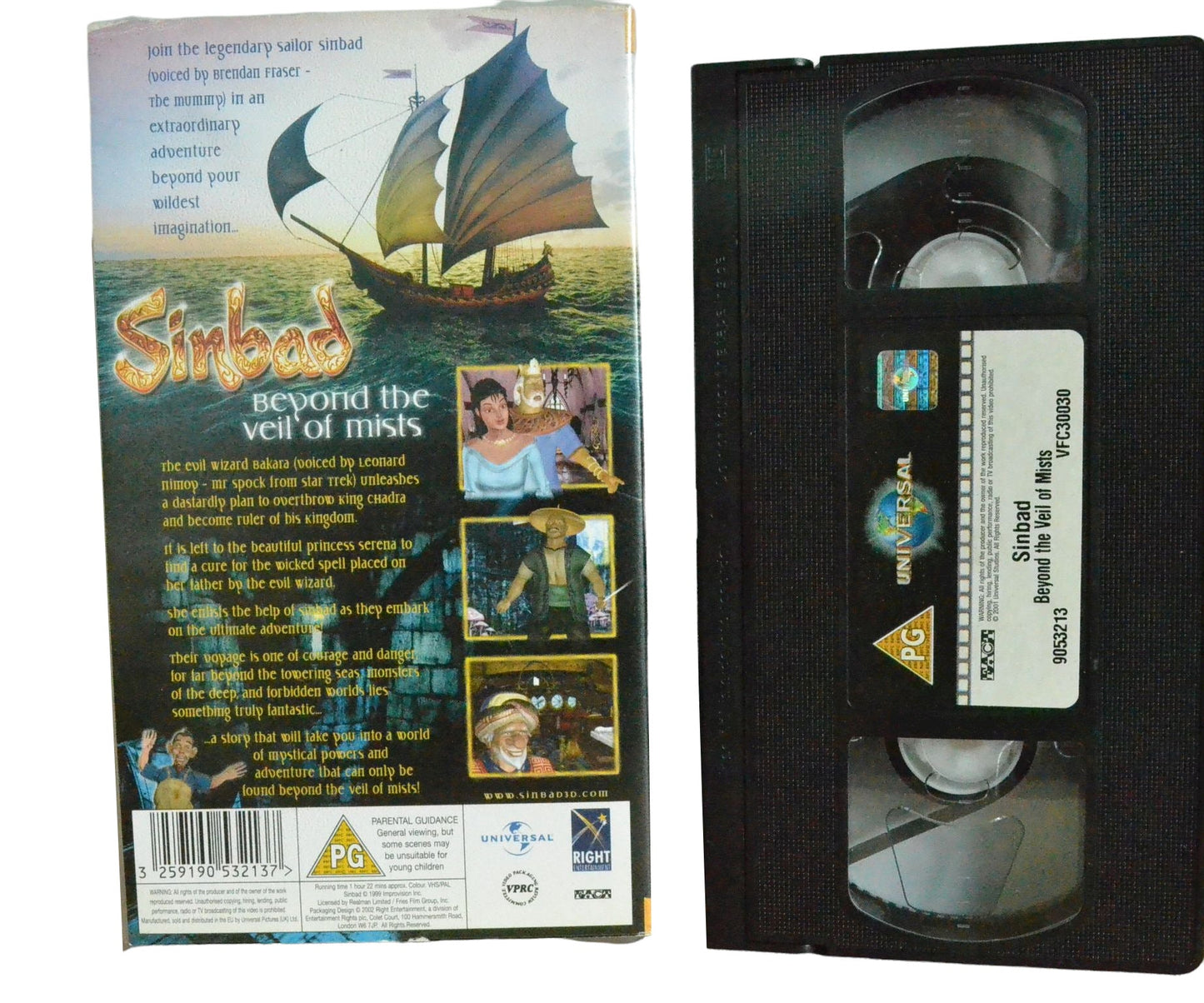 Sinbad - Beyond the Veil of Mists - Alice Amter - Universal - Children's - Pal VHS-