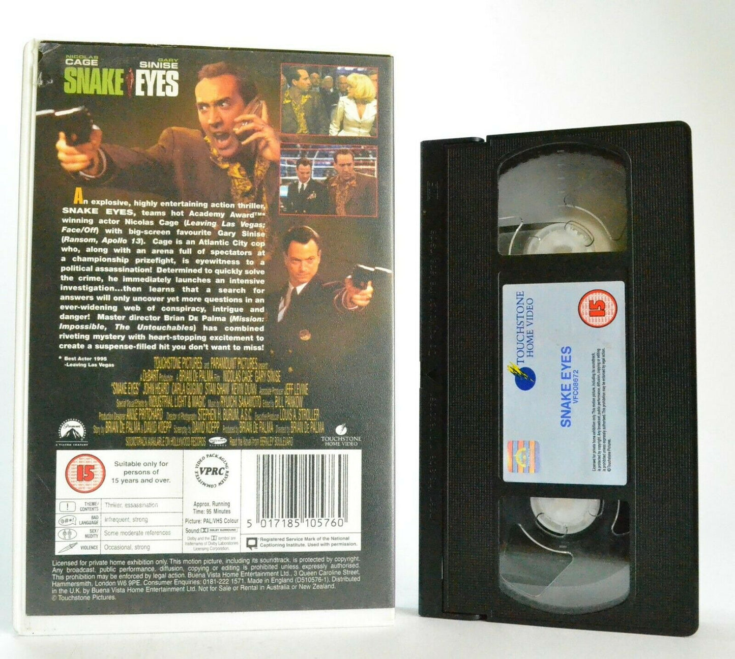 Snake Eyes: Action/Thriller - Large Box - Ex-Rental - N.Cage/G.Sinise - Pal VHS-