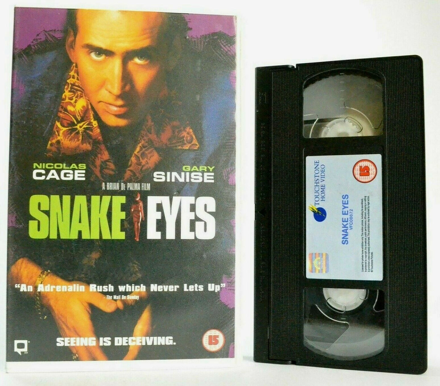 Snake Eyes: Action/Thriller - Large Box - Ex-Rental - N.Cage/G.Sinise - Pal VHS-