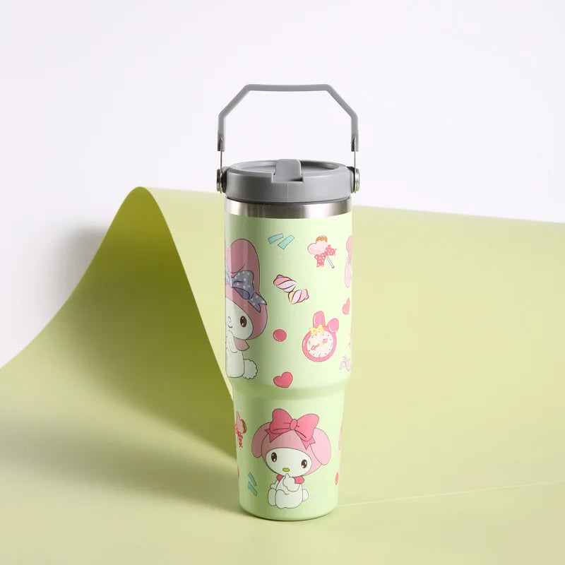 Snoopy Car Cup - Cartoon High-Capacity Coffee Cup with Lid - Portable Child Thermos Cup Gift-MLD-green-