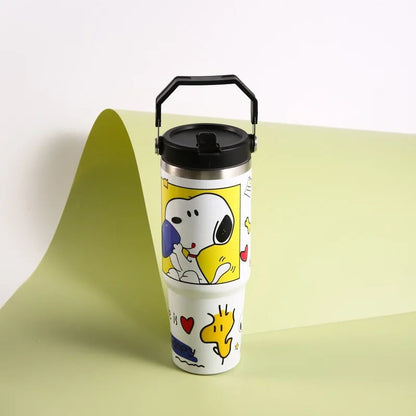 Snoopy Car Cup - Cartoon High-Capacity Coffee Cup with Lid - Portable Child Thermos Cup Gift-Snoopy-