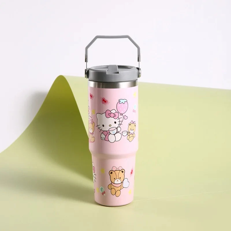 Snoopy Car Cup - Cartoon High-Capacity Coffee Cup with Lid - Portable Child Thermos Cup Gift-KT-