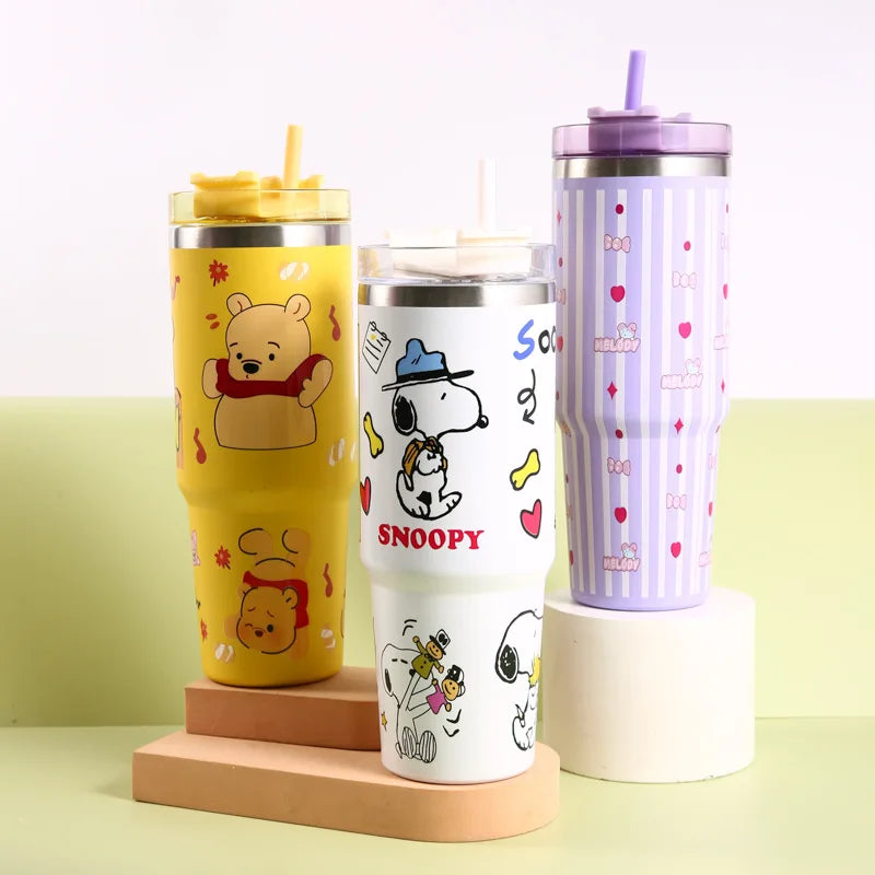 Snoopy Car Cup - Cartoon High-Capacity Coffee Cup with Lid - Portable Child Thermos Cup Gift-