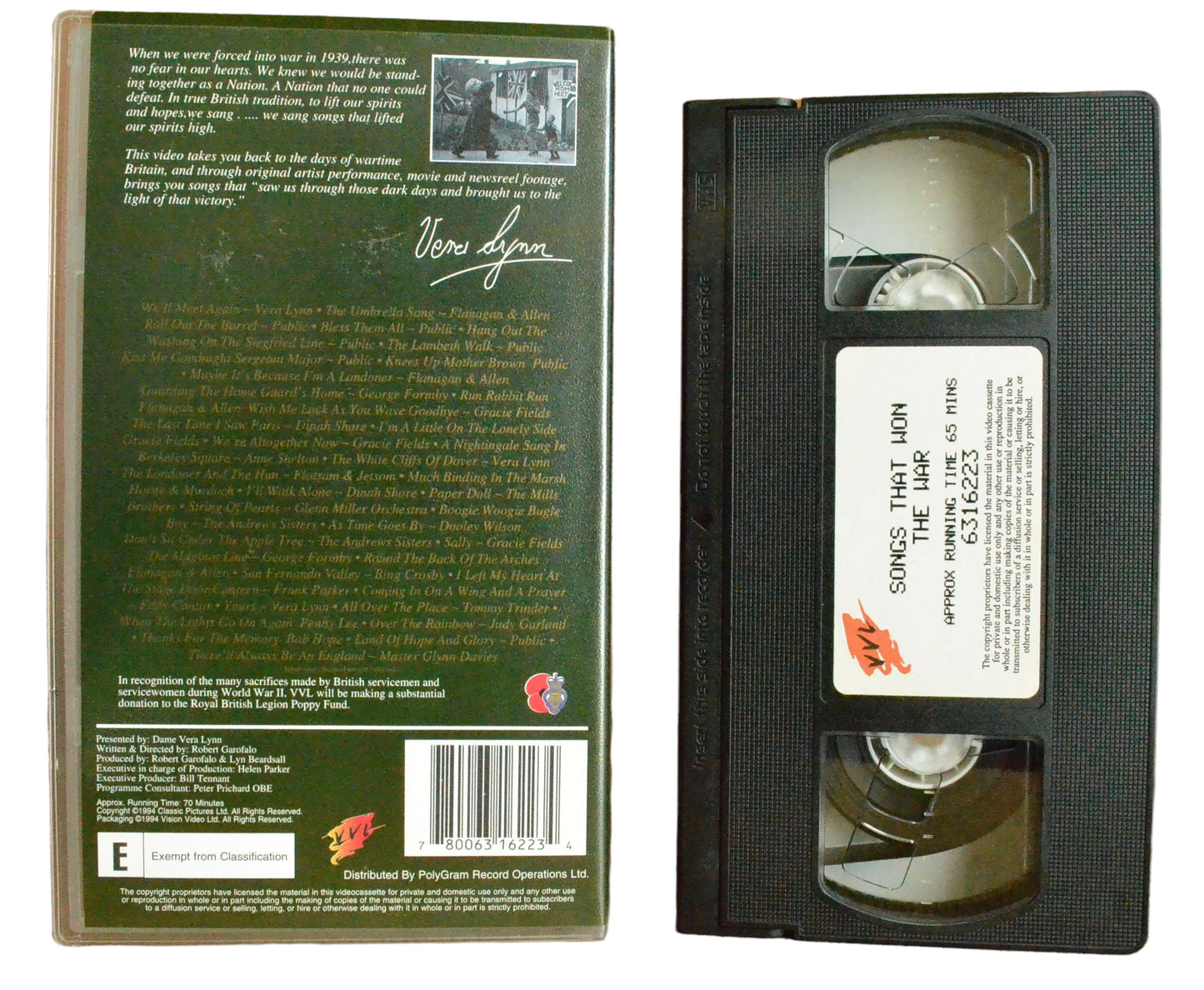 Songs That Won The War - Vera Lynn - VVL - Vintage - Pal VHS-