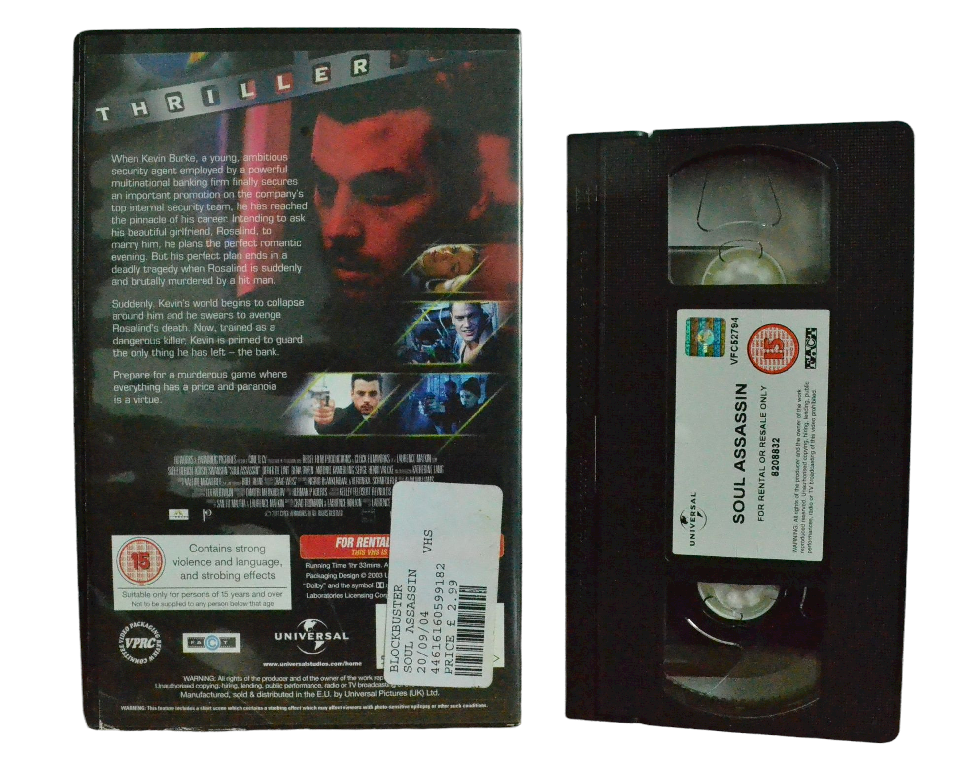 Soul Assassin - Skeet Ulrich - Universal - Vintage - Pal VHS-