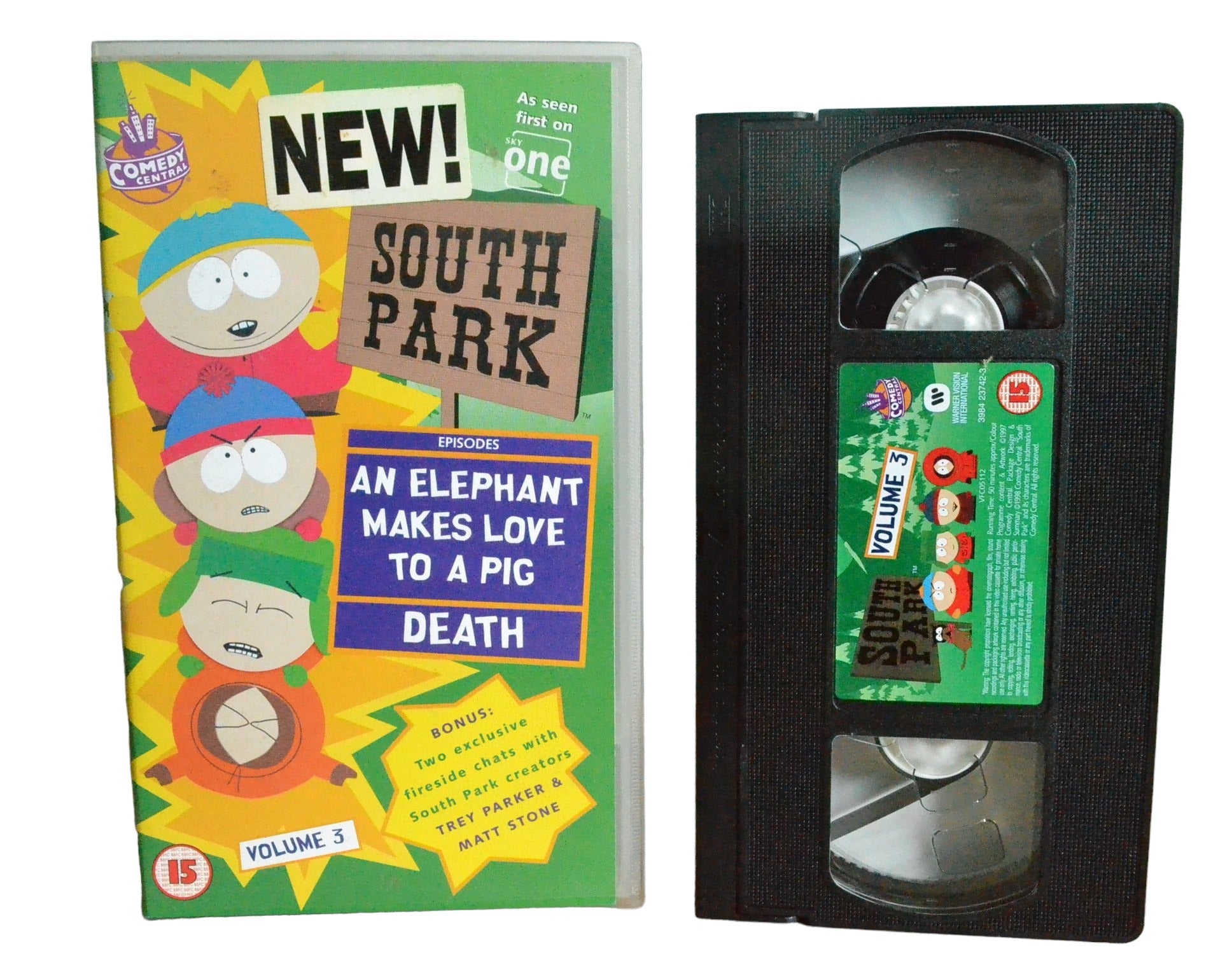 South Park : Volume 3 (An Elephant Makes Love To A Pig / Death) - Warner Vision Entertainment - 3984237423 - Comedy - Pal - VHS-