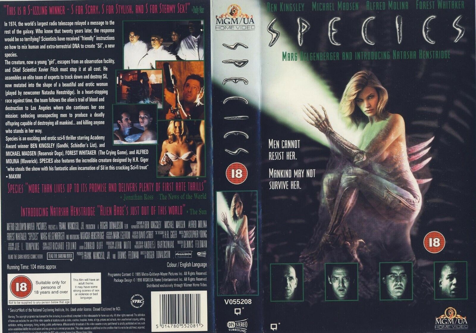 Species (1996): Extraterrestrial-Human Hybrid - Sci-Fi - Ben Kingsley - Pal VHS-