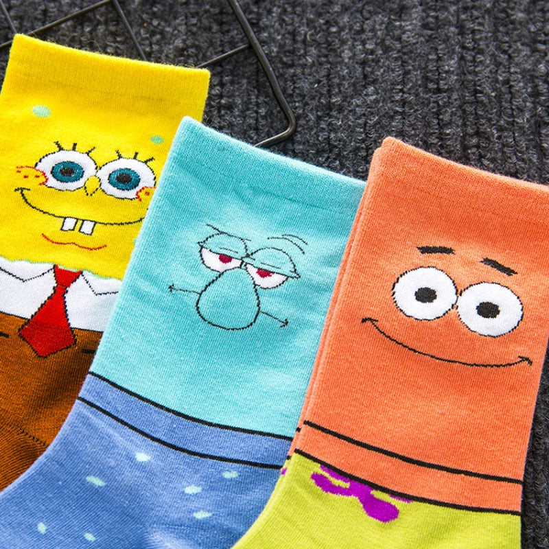 SpongeBob Socks Anime Patrick Star Cotton Socks Soft Warm Elastic Socks High-Top Breathable Basketball Socks Halloween Gifts-