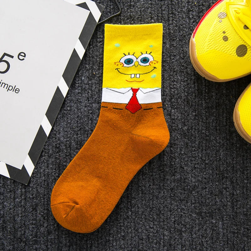 SpongeBob Socks Anime Patrick Star Cotton Socks Soft Warm Elastic Socks High-Top Breathable Basketball Socks Halloween Gifts-