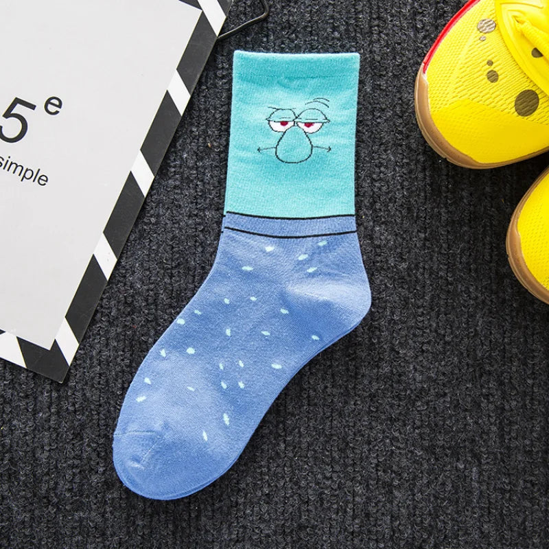 SpongeBob Socks Anime Patrick Star Cotton Socks Soft Warm Elastic Socks High-Top Breathable Basketball Socks Halloween Gifts-