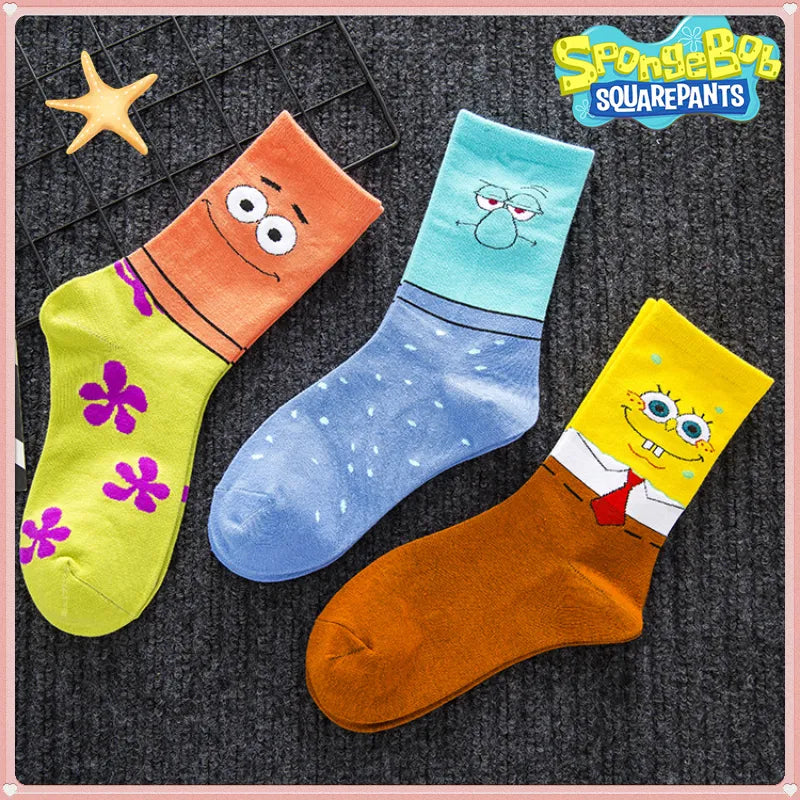 SpongeBob Socks Anime Patrick Star Cotton Socks Soft Warm Elastic Socks High-Top Breathable Basketball Socks Halloween Gifts-