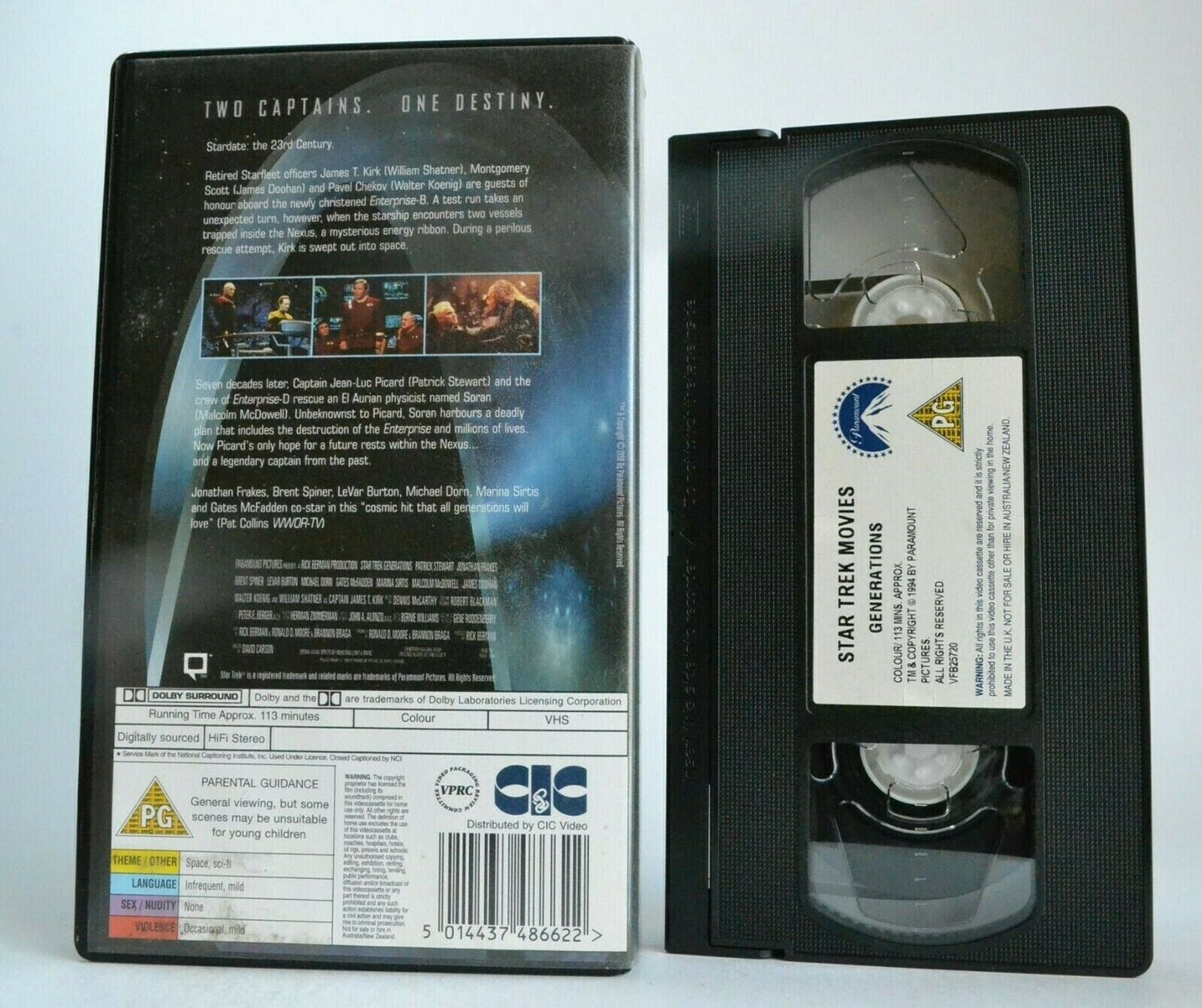 Star Trek: Generations (1994) - Sci-Fi/Space Opera - Patrick Stewart - Pal VHS-