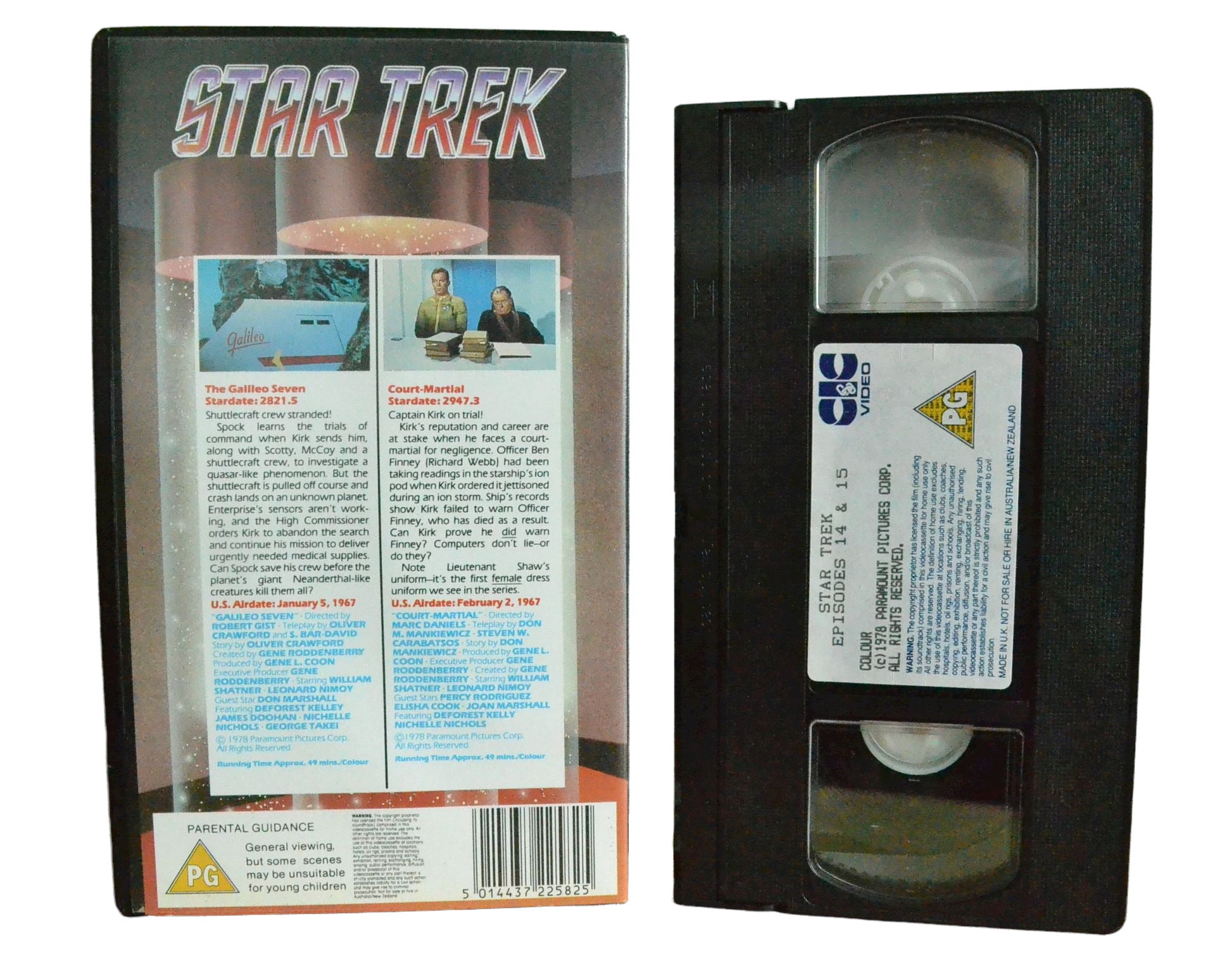 Star Trek: The Galileo Seven & Court-martial - William Shartner - CIC Video - Vintage - Pal VHS-