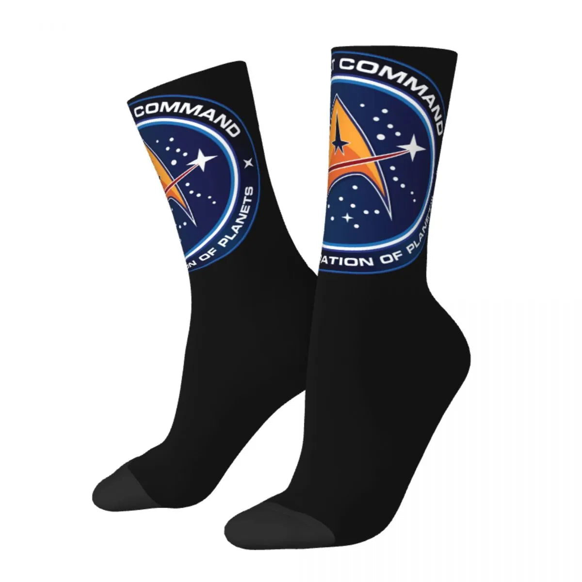 Star Treks Starfleet Theme Socks - All Seasons Cute Crew - Non-slip Best Gift for Space Movie Fans-Gray Black-One Size-