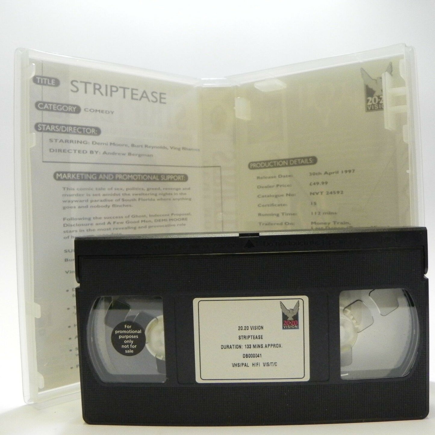 Striptease: By A.Bergman (1996) - Large Box - Drama - D.Moore/B.Reynolds - VHS-