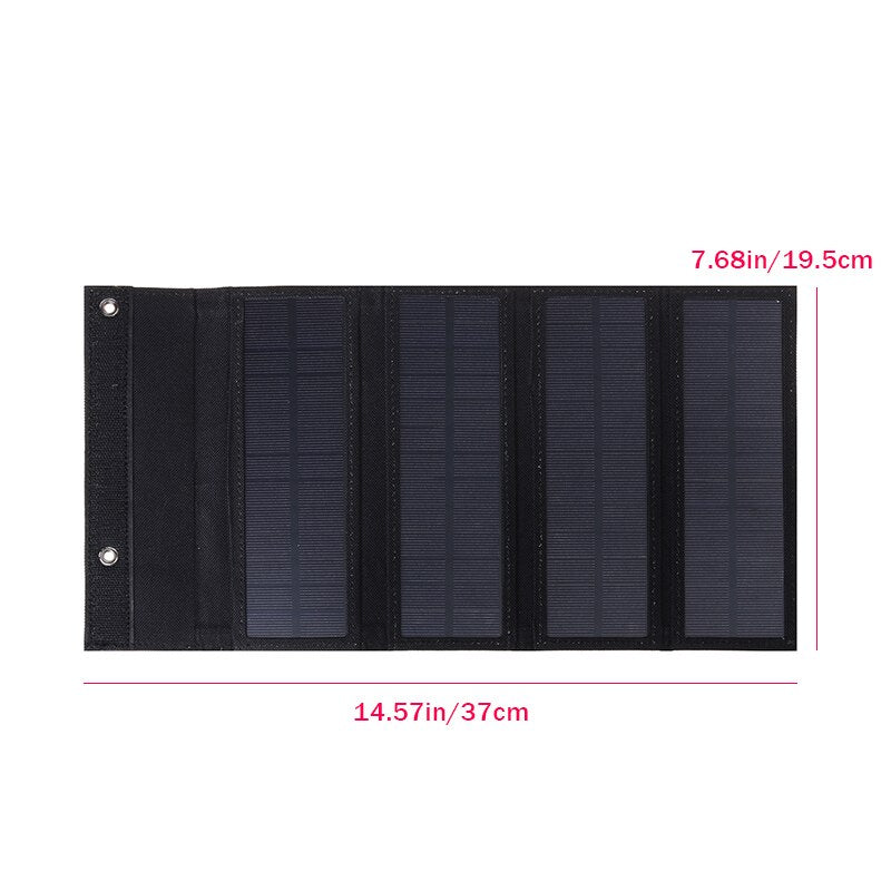 Sun Power 50W 5V Foldable Solar Panel - Solar Cells Folding Pack - 10-in-1 USB Cable - Portable Solar Battery Charger for Phone Camping-