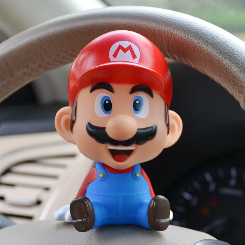 Super Mario Action Figure - Bobblehead Ornament - Perfect Collectible or Car Decor Gift-hong se yaotou-