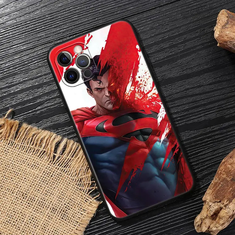 Superman Black Cover - For Apple iPhone 13 14 12 11 15 Pro Max Mini XS X 6 7 8 Plus Cases Soft Silicone Fundas-B12-iPhone 14 Pro-