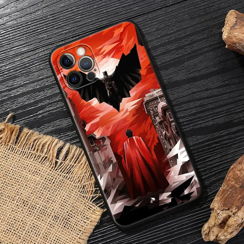 Superman Black Cover - For Apple iPhone 13 14 12 11 15 Pro Max Mini XS X 6 7 8 Plus Cases Soft Silicone Fundas-B04-iPhone 15-