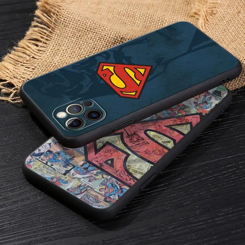 Superman Black Cover - For Apple iPhone 13 14 12 11 15 Pro Max Mini XS X 6 7 8 Plus Cases Soft Silicone Fundas-