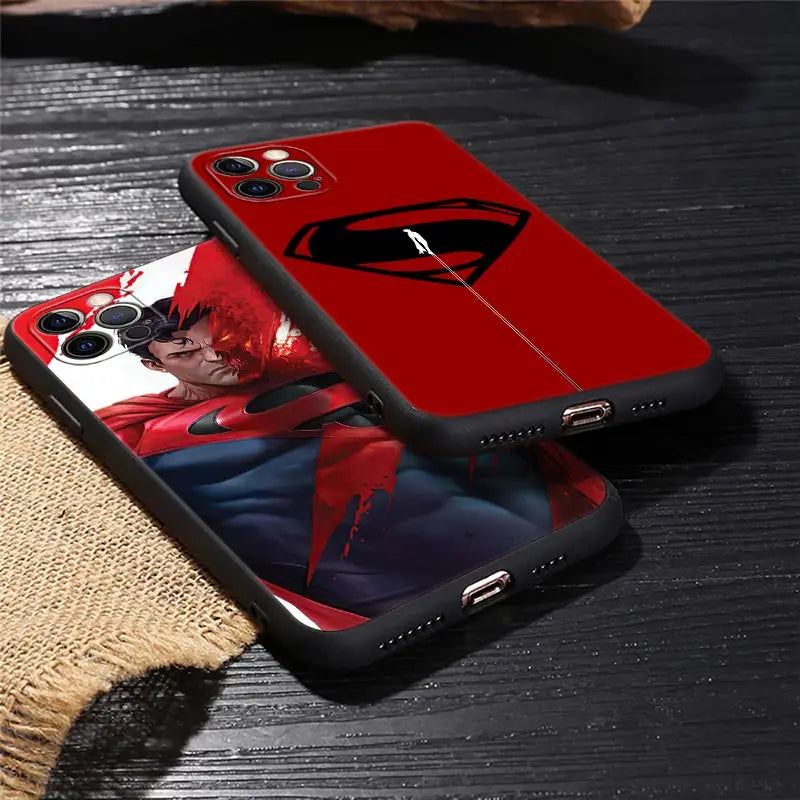 Superman Black Cover - For Apple iPhone 13 14 12 11 15 Pro Max Mini XS X 6 7 8 Plus Cases Soft Silicone Fundas-