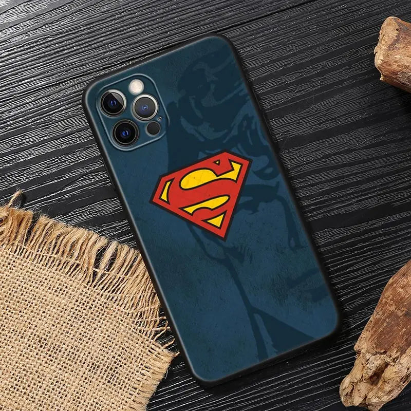 Superman Black Cover - For Apple iPhone 13 14 12 11 15 Pro Max Mini XS X 6 7 8 Plus Cases Soft Silicone Fundas-B09-iPhone 14 Pro-