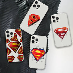 Superman Cool Logo Phone Case - For iPhone 12 11 13 14 15 16 Max Pro Plus Transparent Soft Shell