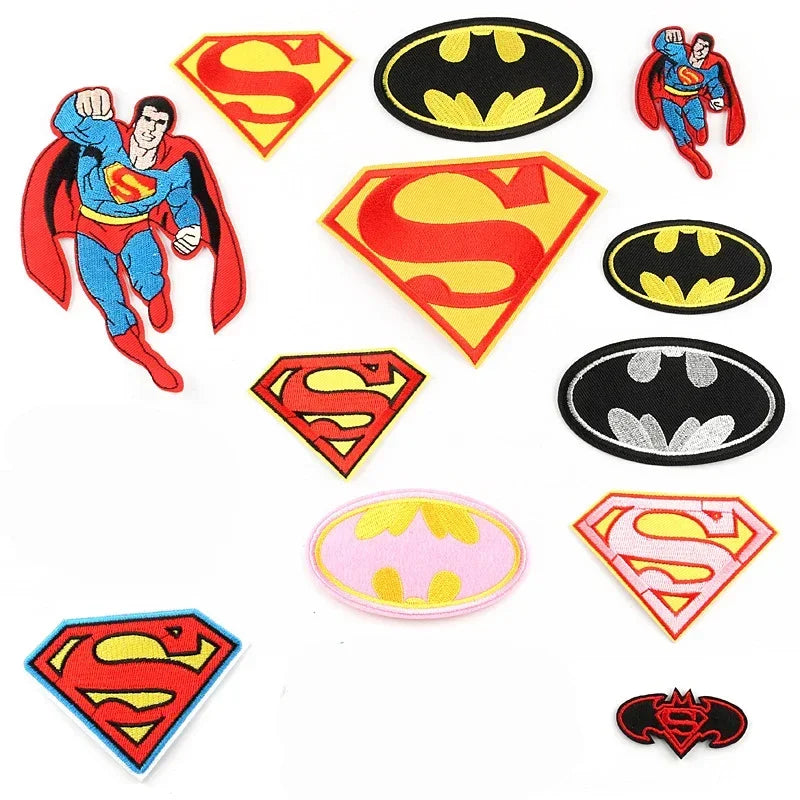 Superman Fabric Patches - Anime Batman Polyester DIY Accessories for Backpacks School Bags Children's Toys-