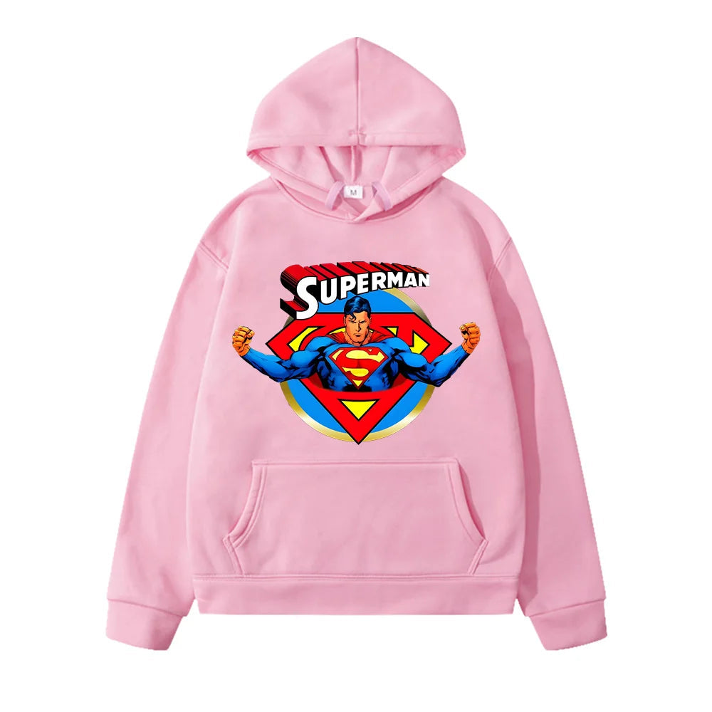 Superman Hoodie for Kids - Justice League Pullover Autumn Sweatshirt Boys Girls Anime Print Clothes 2025-pink-120-5T-6T-