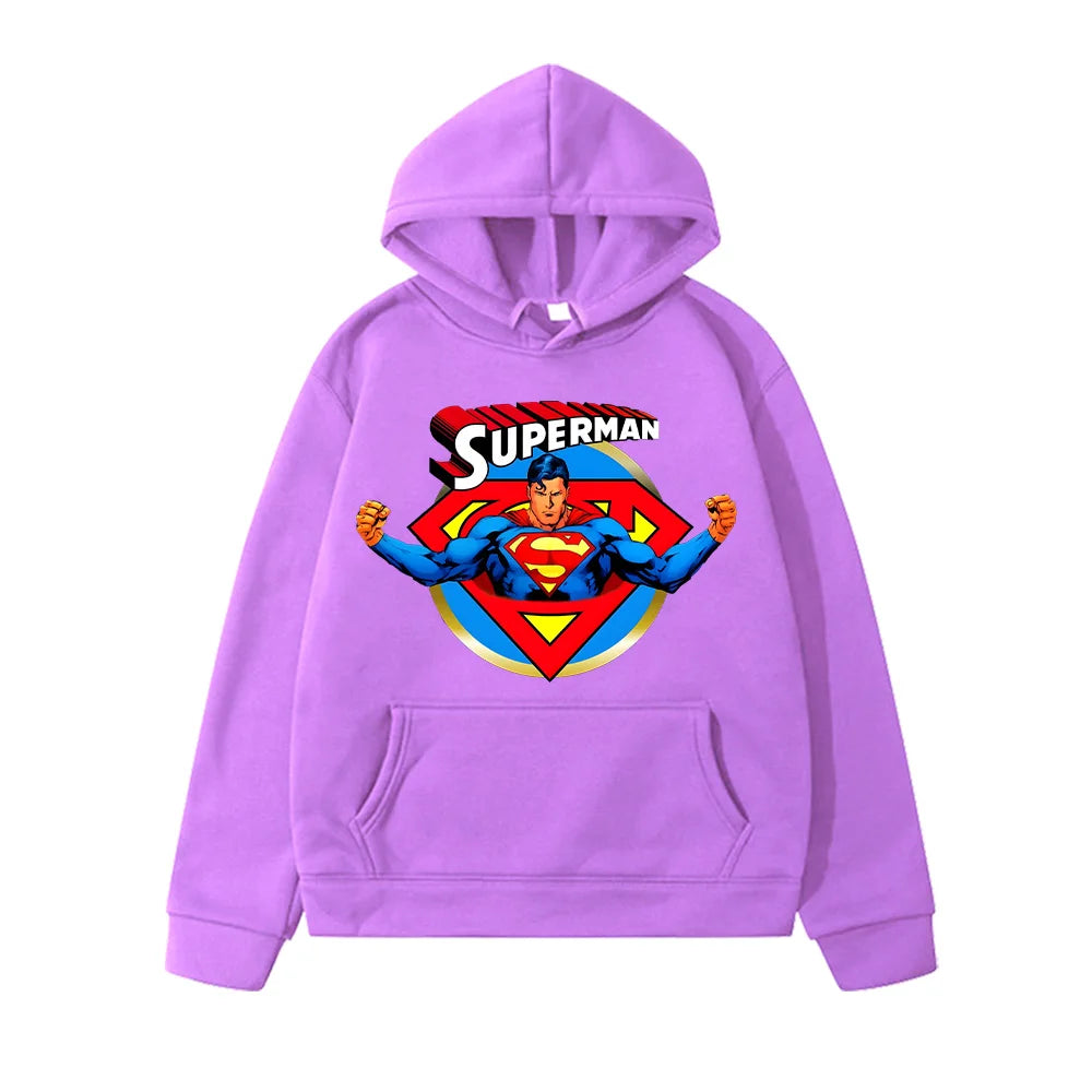 Superman Hoodie for Kids - Justice League Pullover Autumn Sweatshirt Boys Girls Anime Print Clothes 2025-purple-160-13T-14T-