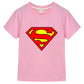 Superman Kids T-Shirts - Comfortable Cotton Short Sleeve Tops Classic Logo Tee Miniso Superhero Clothes-pink-160-