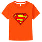 Superman Kids T-Shirts - Comfortable Cotton Short Sleeve Tops Classic Logo Tee Miniso Superhero Clothes-orange-110-