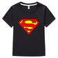 Superman Kids T-Shirts - Comfortable Cotton Short Sleeve Tops Classic Logo Tee Miniso Superhero Clothes-black-160-