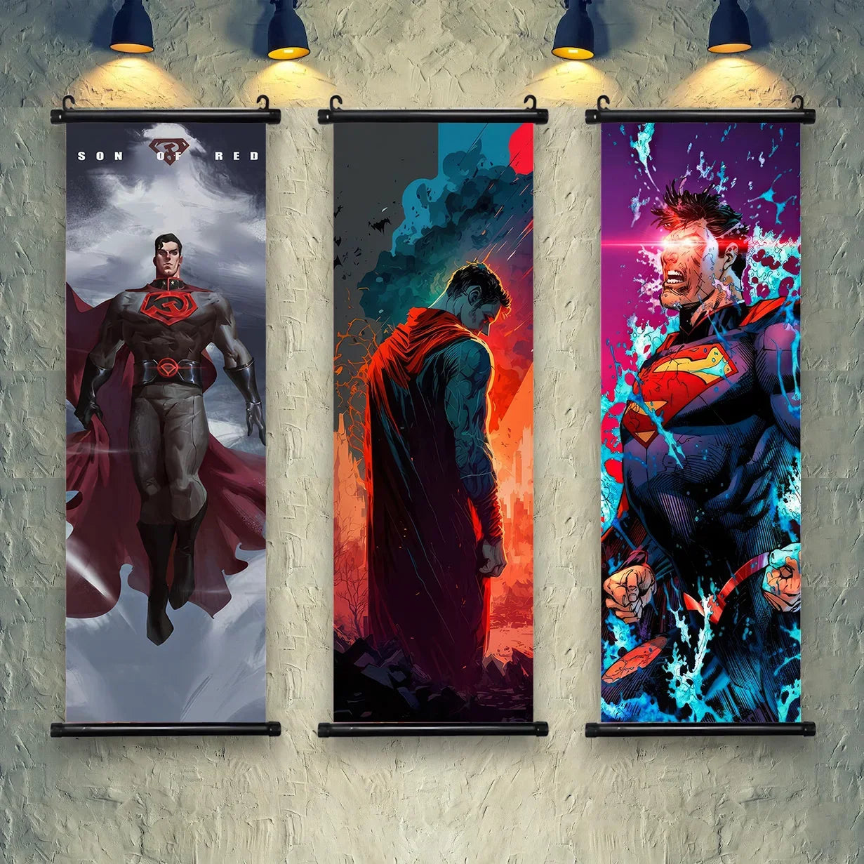 Superman Poster Decor - Movie Hanging Scroll for Bedroom Comic Wall Artwork Canvas Painting Home Decoration-