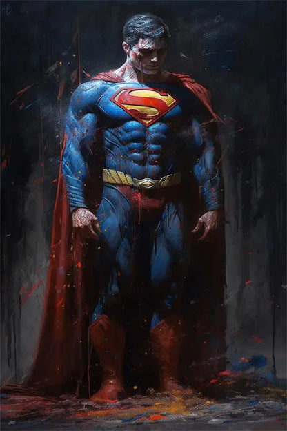 Superman Poster Prints - For Living Room Home Decor Cartoon Superhero Portrait Canvas Painting Wall Art Gift-2-58x90cm No Frame-