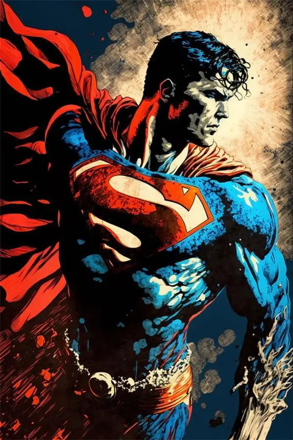 Superman Poster Prints - For Living Room Home Decor Cartoon Superhero Portrait Canvas Painting Wall Art Gift-9-50x70cm No Frame-