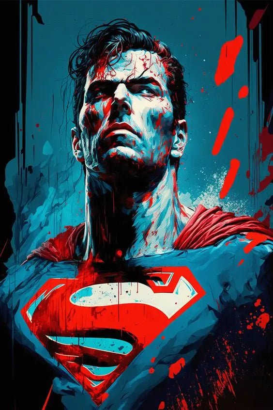 Superman Poster Prints - For Living Room Home Decor Cartoon Superhero Portrait Canvas Painting Wall Art Gift-PF24760-58x90cm No Frame-