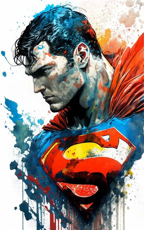 Superman Poster Prints - For Living Room Home Decor Cartoon Superhero Portrait Canvas Painting Wall Art Gift-PF27392-55x80cm No Frame-