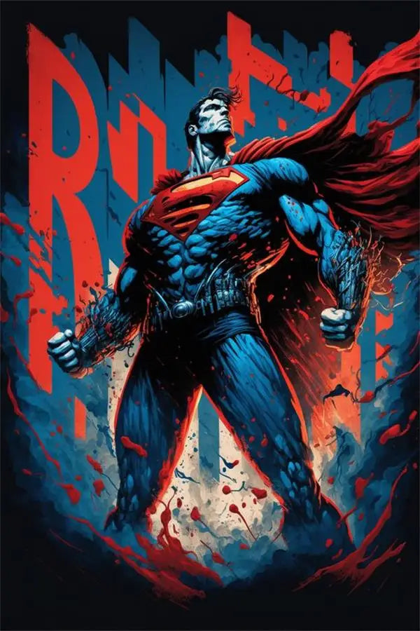 Superman Poster Prints - For Living Room Home Decor Cartoon Superhero Portrait Canvas Painting Wall Art Gift-4-55x80cm No Frame-