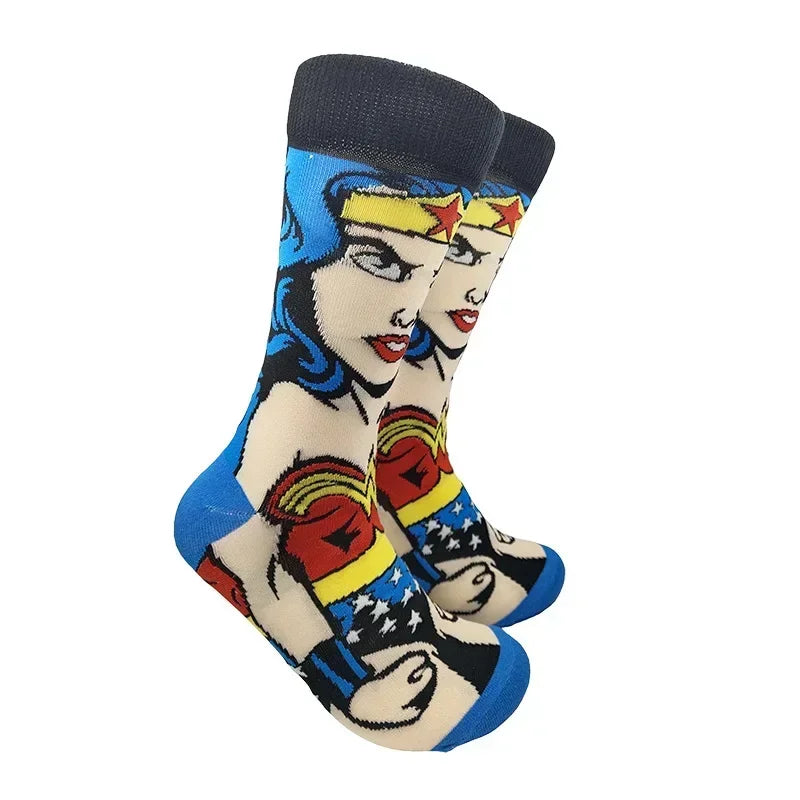 Superman Superhero Socks - Batman Joker Wonder Woman Cotton Knee Socks for Men Women Casual Sportswear-4-