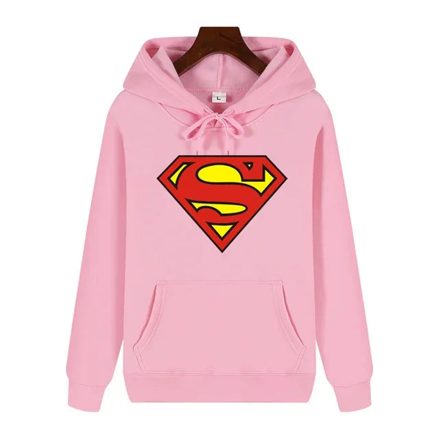 Superman Warm Street Hoodie - Simple Pattern Print High-Quality Soft Thickened Casual Winter Fashion Tops-M-14-