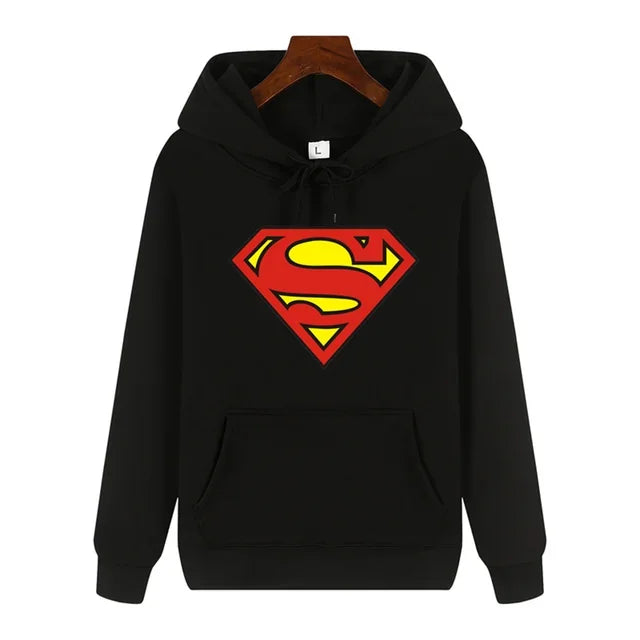 Superman Warm Street Hoodie - Simple Pattern Print High-Quality Soft Thickened Casual Winter Fashion Tops-XL-1-