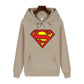 Superman Warm Street Hoodie - Simple Pattern Print High-Quality Soft Thickened Casual Winter Fashion Tops-S-3-