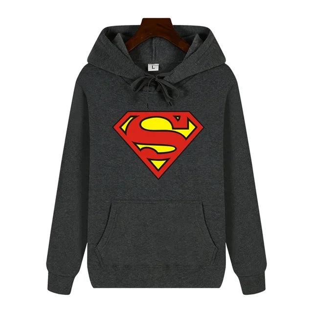 Superman Warm Street Hoodie - Simple Pattern Print High-Quality Soft Thickened Casual Winter Fashion Tops-M-8-