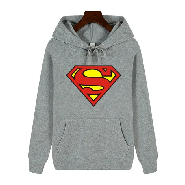 Superman Warm Street Hoodie - Simple Pattern Print High-Quality Soft Thickened Casual Winter Fashion Tops-M-10-