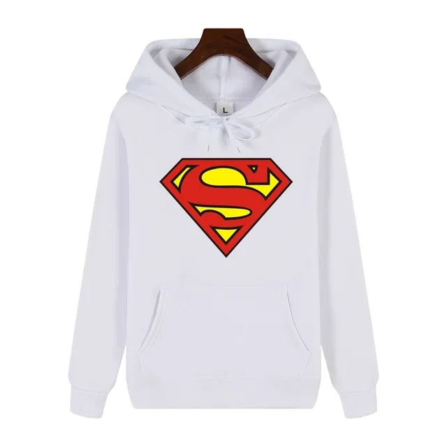 Superman Warm Street Hoodie - Simple Pattern Print High-Quality Soft Thickened Casual Winter Fashion Tops-M-2-