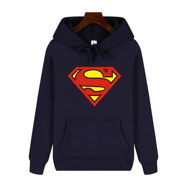 Superman Warm Street Hoodie - Simple Pattern Print High-Quality Soft Thickened Casual Winter Fashion Tops-XXXL-11-