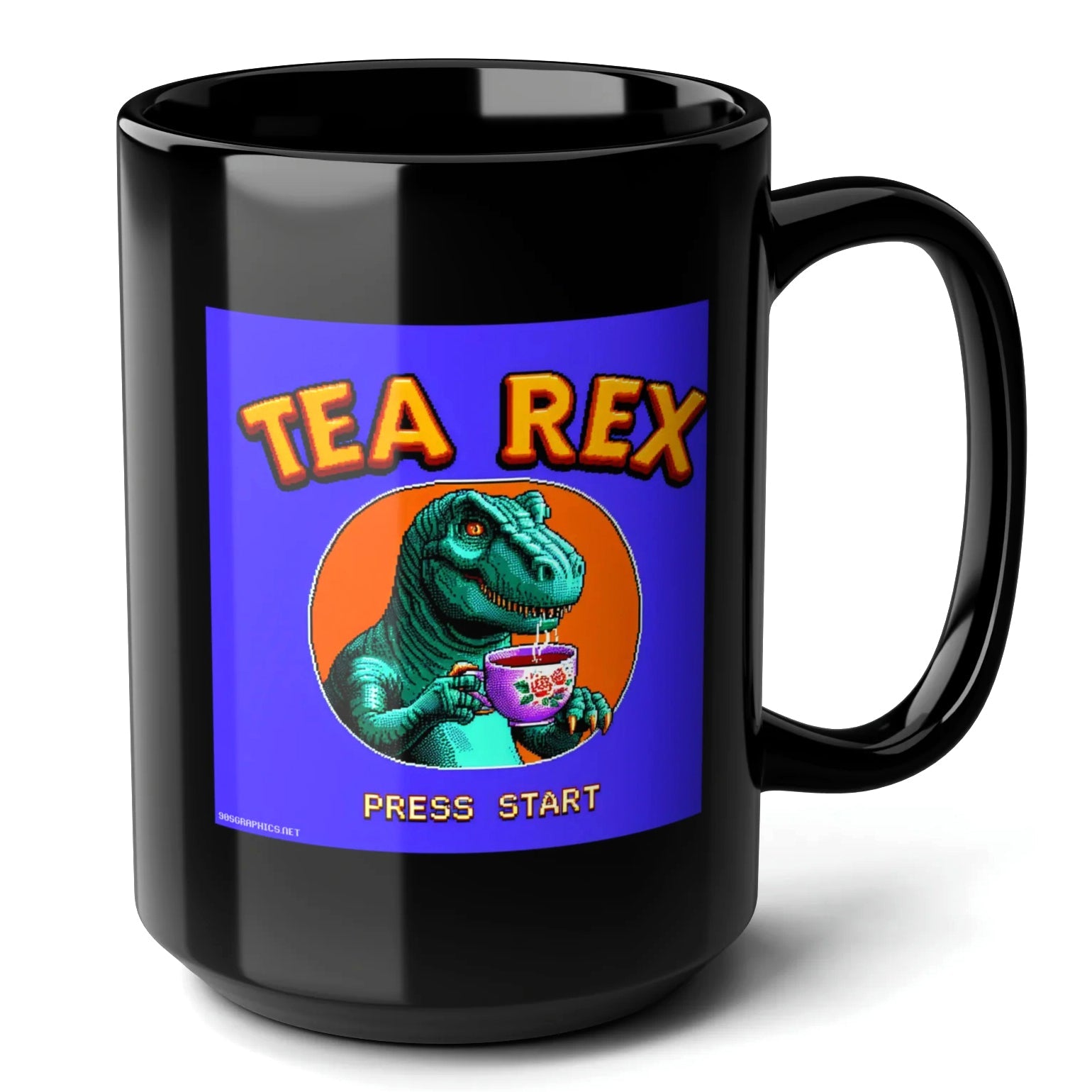 Tea Rex Black Mug (15oz) - video game gift-15oz-