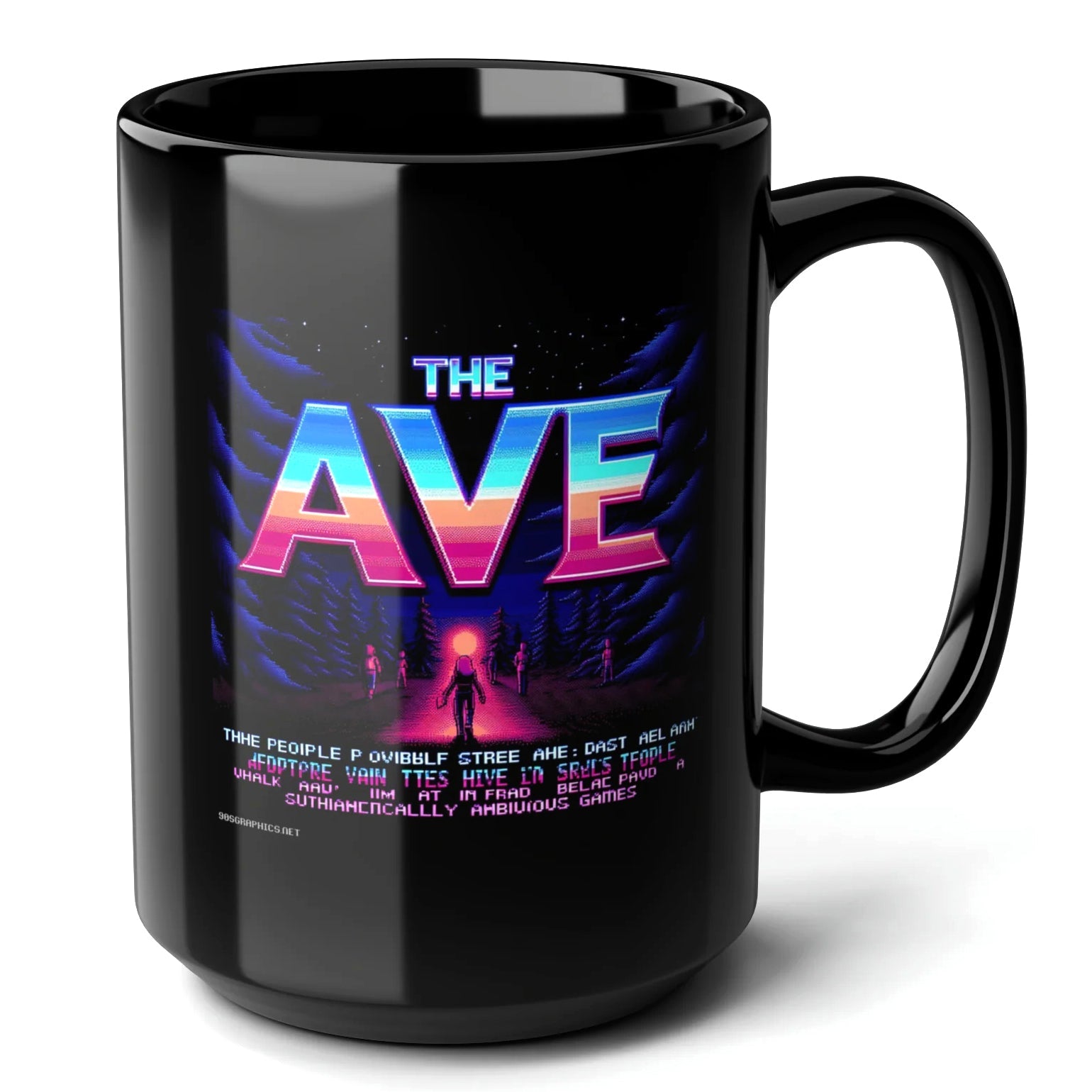 The Ave Black Mug (15oz) - amusement arcade games-15oz-