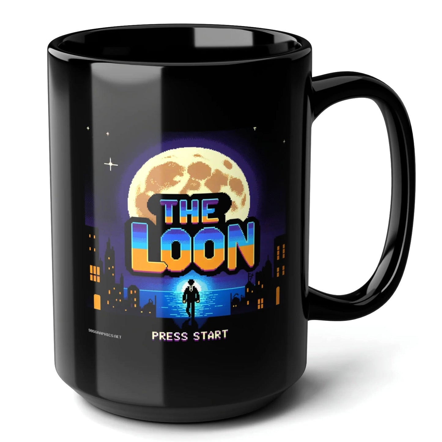 The Loon Black Mug (15oz) - classic arcade games-15oz-